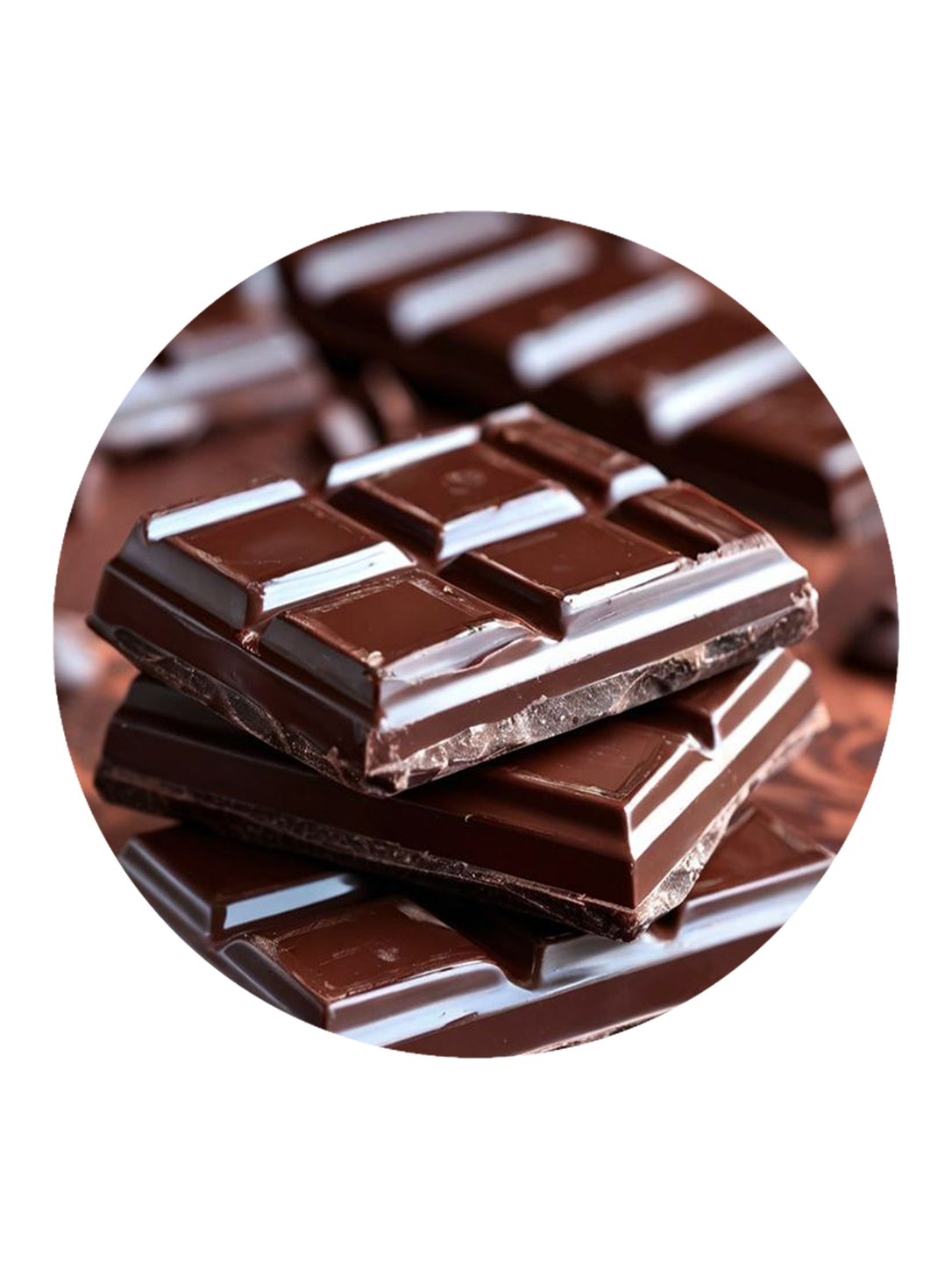 Fragranza cioccolato con tavolette di cioccolato su sfondo