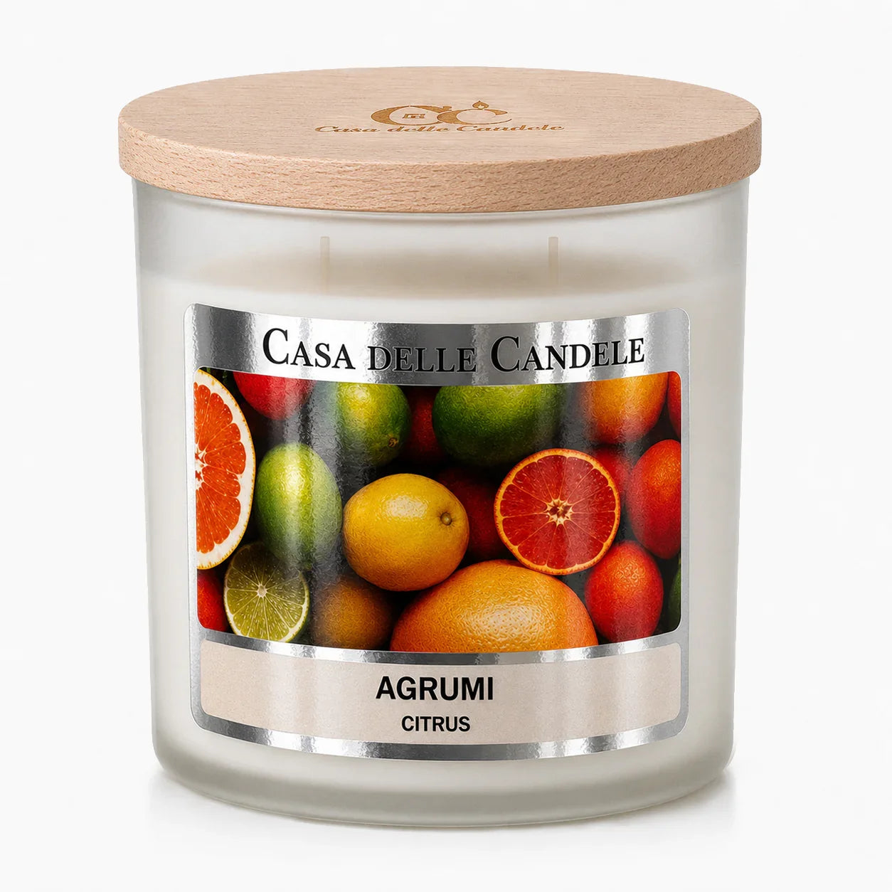 candela in cera di soia agrumi 430g primo piano