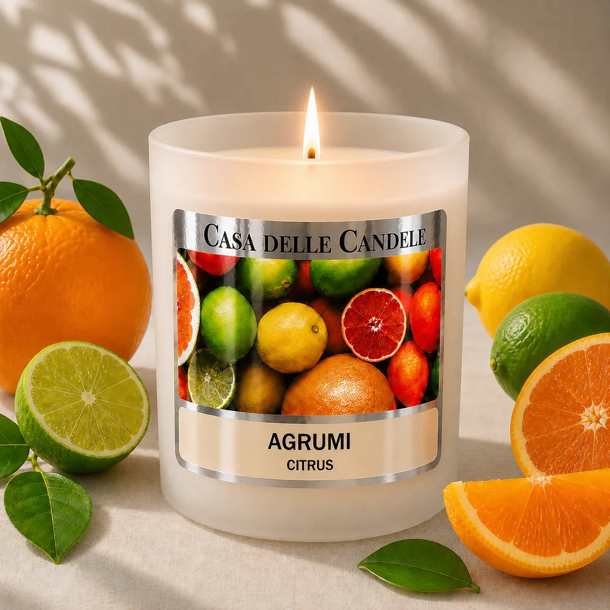 candela in cera di soia agrumi con arancia e limone