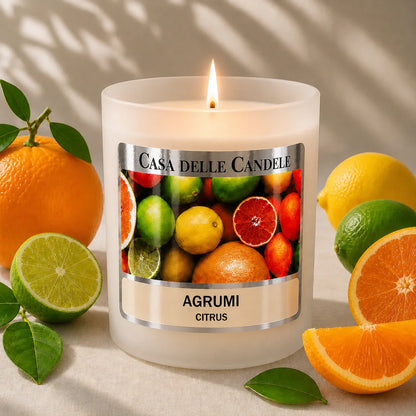 candela in cera di soia agrumi con arancia e limone