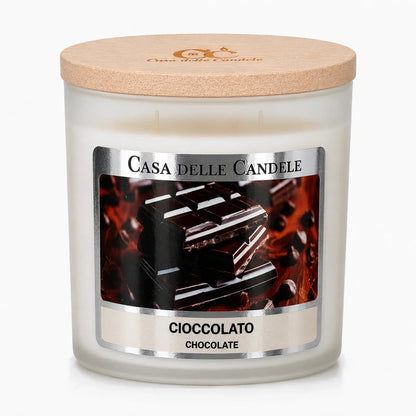 candela in cera di soia 430g cioccolato primo piano 