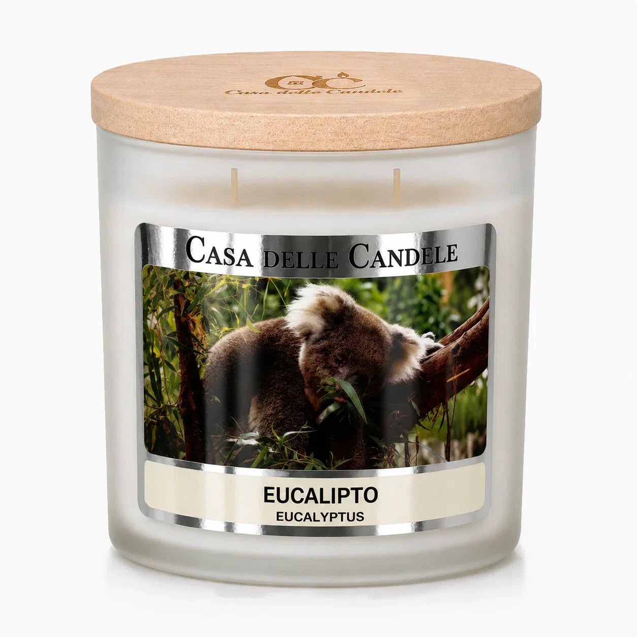 candela in cera di soia eucalipto 430g primo piano